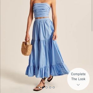 NWT Abercrombie & Fitch Resort Tiered Poplin Maxi Skirt, size S